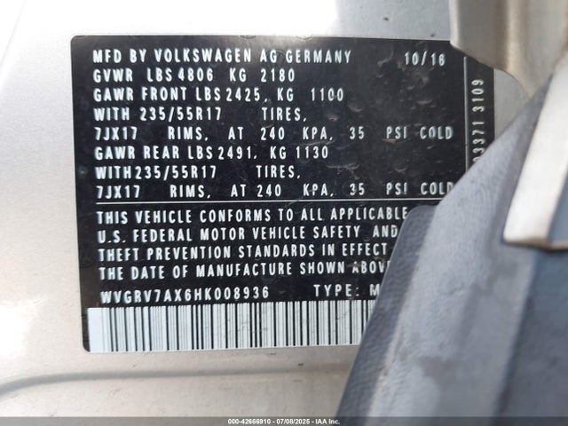 WVGRV7AX6HK008936 Volkswagen 2.0 tsi