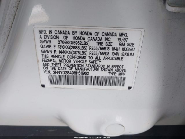 2008 ACURA MDX 2HNYD28498H511962 Photo 8