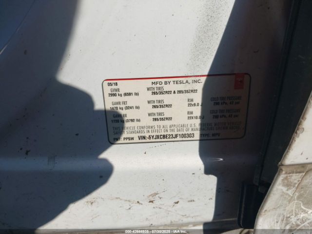 2018 TESLA MODEL X 5YJXCBE23JF100303 Photo 8