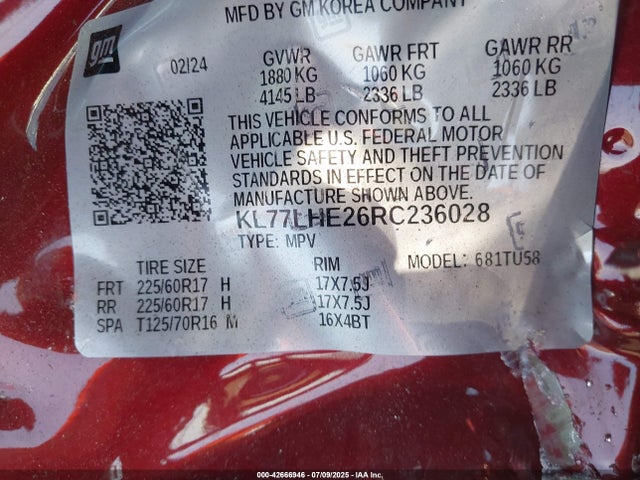 KL77LHE26RC236028 Chevrolet lih