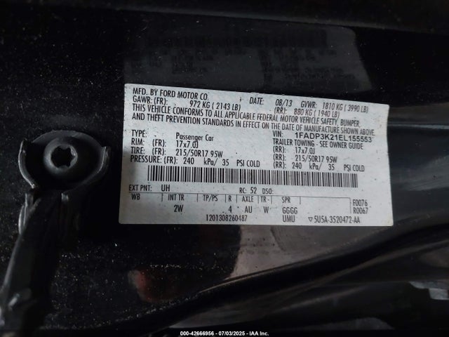 1FADP3K21EL155553 Ford 2014
