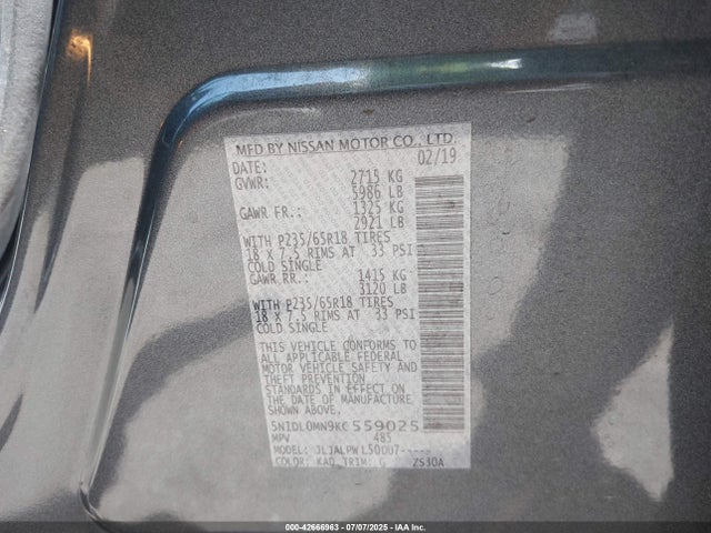 5N1DL0MN9KC559025 Infiniti 2019