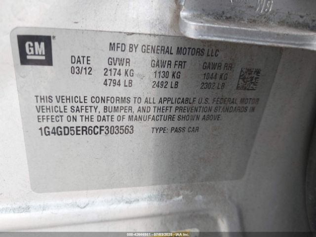 2012 BUICK LACROSSE 1G4GD5ER6CF303563 Photo 8