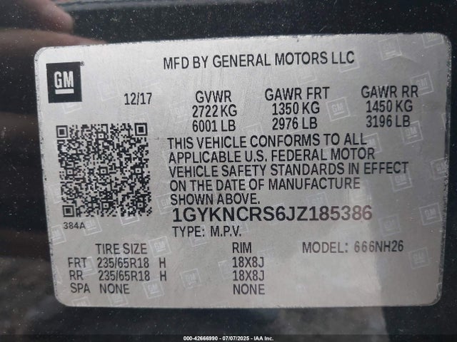 1GYKNCRS6JZ185386 Cadillac lgx - direct injection, variable valve timing, alum, gen 2