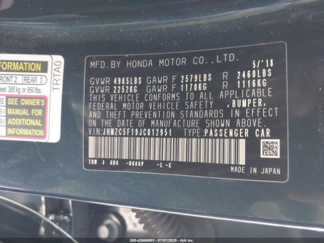 2018 HONDA CLARITY PLUG-IN HYBRID JHMZC5F19JC012951 Photo 8