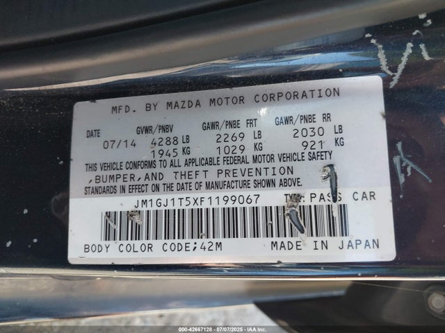 JM1GJ1T5XF1199067 Mazda 2015