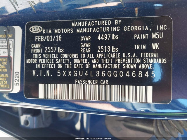 5XXGU4L36GG046845 KIA t-gdi theta ii