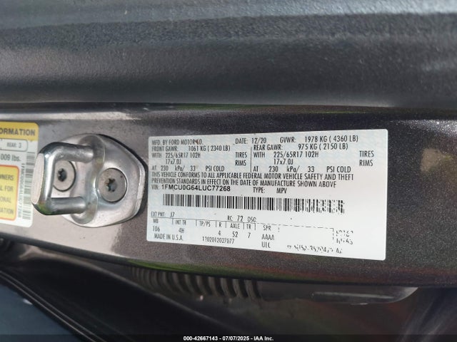 1FMCU0G64LUC77268 Ford 2020