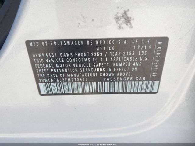 2015 VOLKSWAGEN JETTA 3VWLA7AJ3FM273527 Photo 8