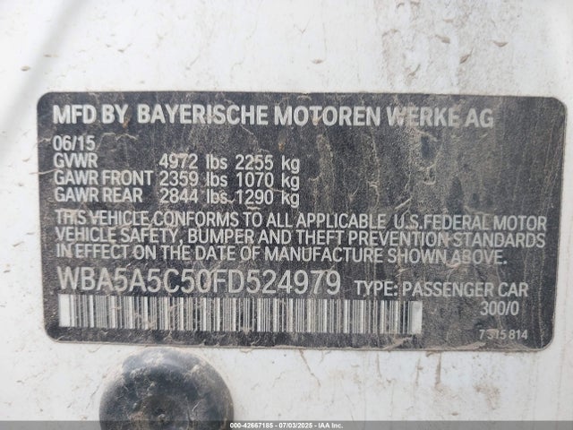 WBA5A5C50FD524979 BMW 2015