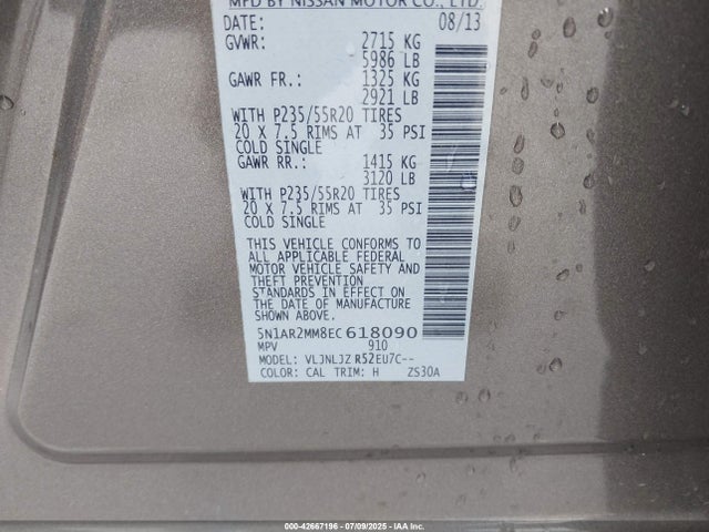5N1AR2MM8EC618090 Nissan Pathfinder