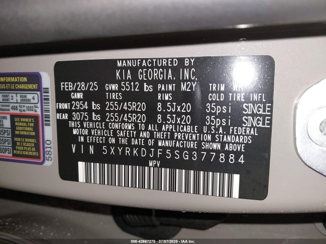 5XYRKDJF5SG377884 KIA t-gdi theta-iii