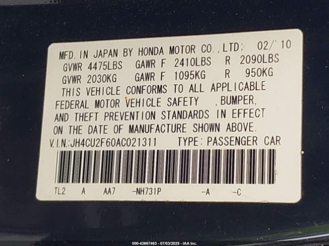 2010 ACURA TSX JH4CU2F60AC021311 Photo 8