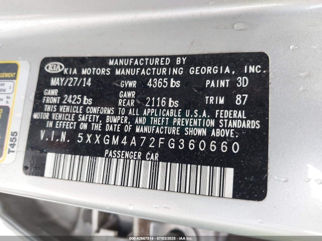 5XXGM4A72FG360660 KIA dohc gdi theta ii