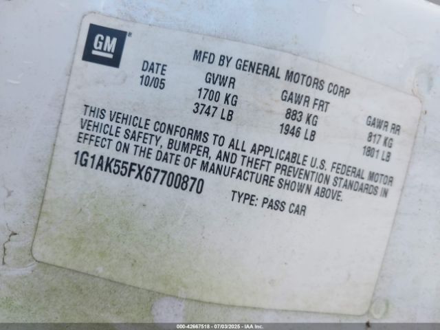 2006 CHEVROLET COBALT 1G1AK55FX67700870 Photo 8