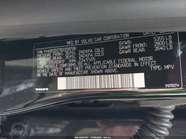 2011 VOLVO XC60 YV4952DZ7B2209799 Photo 8