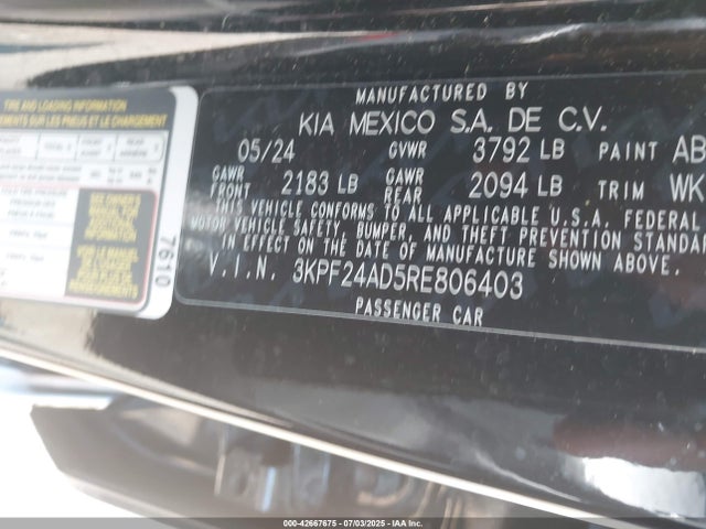 3KPF24AD5RE806403 KIA mpi nu