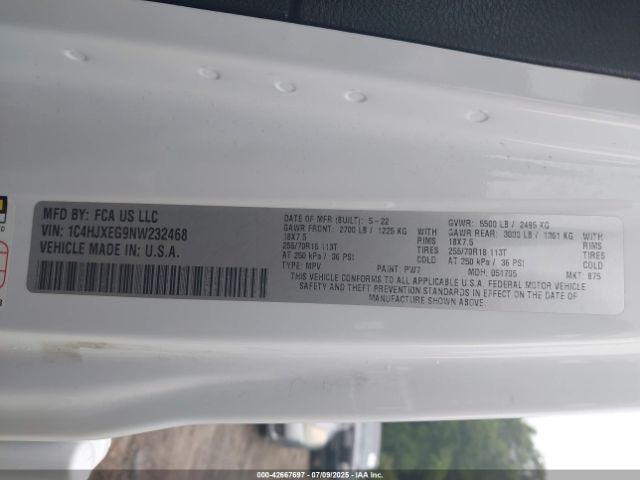 2022 JEEP WRANGLER UNLIMITED 1C4HJXEG9NW232468 Photo 8