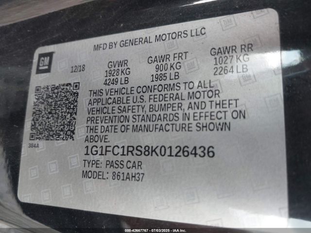 2019 CHEVROLET CAMARO 1G1FC1RS8K0126436 Photo 8