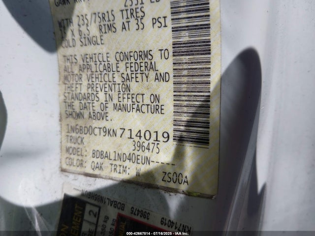1N6BD0CT9KN714019 Nissan Frontier
