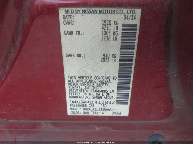 Nissan 2014 2014 1N4AL3AP4EC412832 Image 9