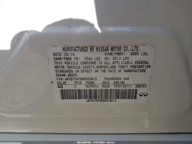 JN1EV7AP8GM303612 Infiniti Q50