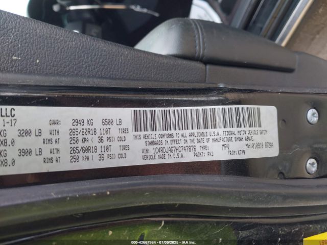 2017 DODGE DURANGO 1C4RDJAG7HC747876 Photo 8