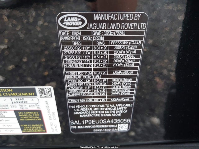 Land Rover aj20p6 2025 SAL1P9EU0SA435056 Image 9