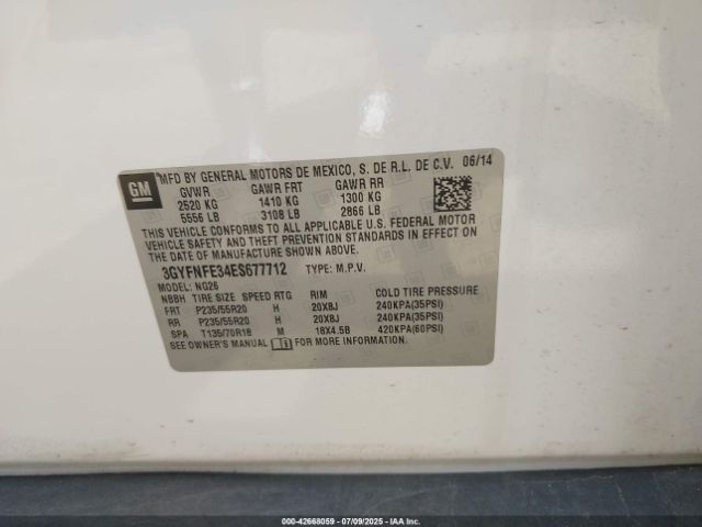 2014 CADILLAC SRX 3GYFNFE34ES677712 Photo 8