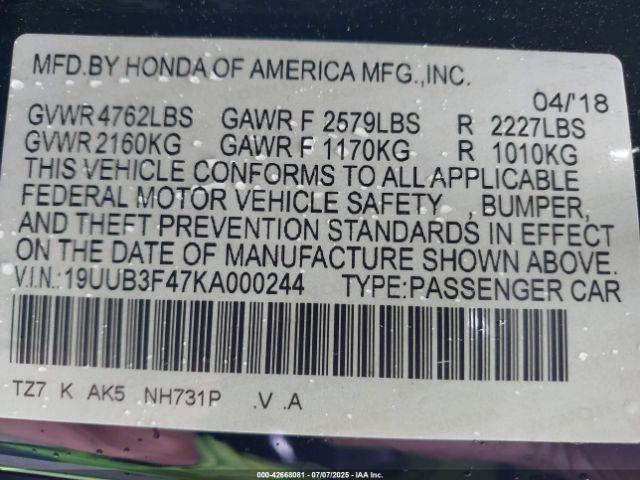 2019 ACURA TLX 19UUB3F47KA000244 Photo 8