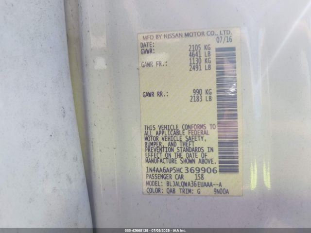 2017 NISSAN MAXIMA 1N4AA6AP5HC369906 Photo 8