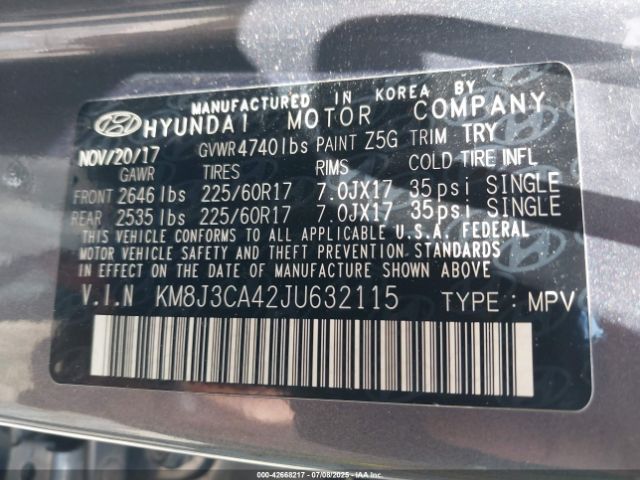 2018 HYUNDAI TUCSON KM8J3CA42JU632115 Photo 8