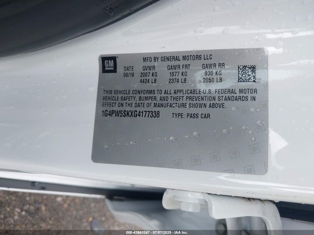 1G4PW5SKXG4177338 Buick lea - gas/alc, sidi, alum, ho