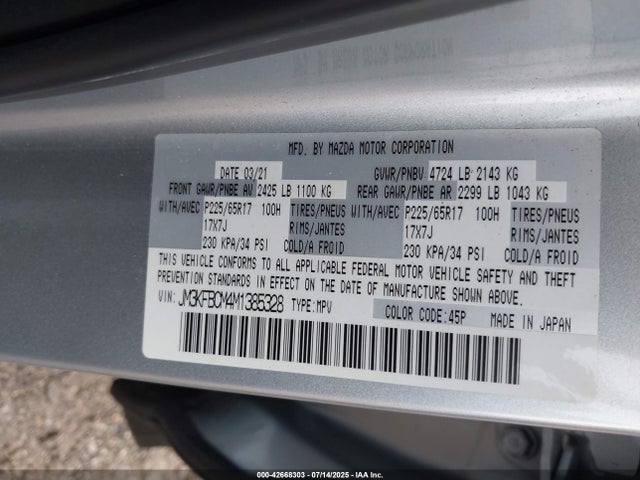 Mazda py cylinder decativation 2021 JM3KFBCM4M1385328 Image 9