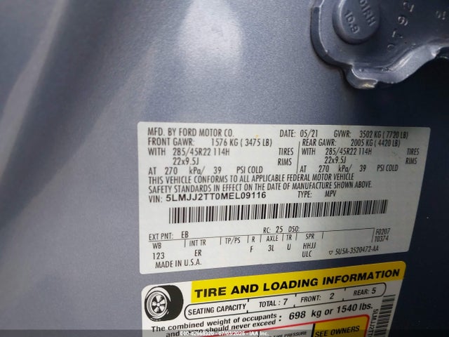 5LMJJ2TT0MEL09116 Lincoln 3.5l gtdi