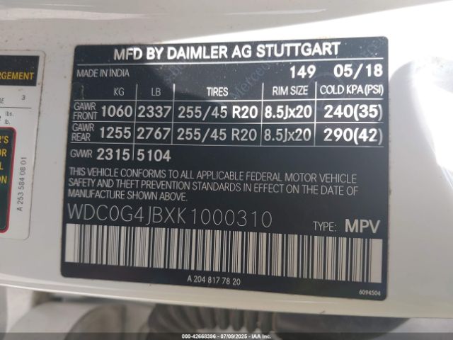2019 MERCEDES-BENZ GLC 300 WDC0G4JBXK1000310 Photo 8