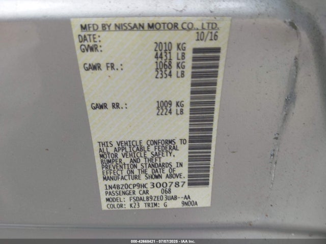 1N4BZ0CP9HC300787 Nissan 2017