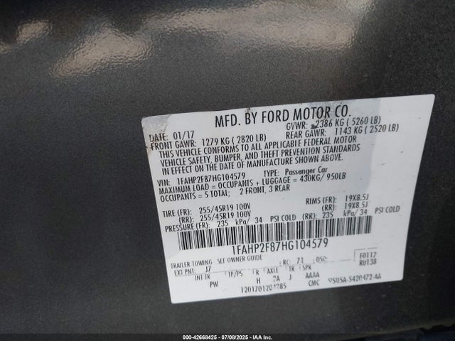 Ford 3.5l ti-vct 2017 1FAHP2F87HG104579 Image 9