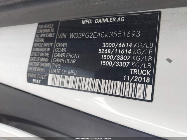 Mercedes-Benz m274 2019 WD3PG2EA0K3551693 Image 9