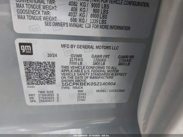 2025 CHEVROLET SILVERADO 1500 1GCPKBEK0SZ140904 Photo 8