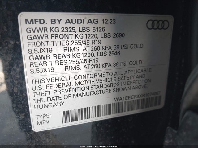 2024 AUDI Q3 WA1EECF3XR1074067 Photo 8