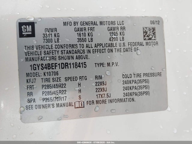2013 CADILLAC ESCALADE 1GYS4BEF1DR118415 Photo 8