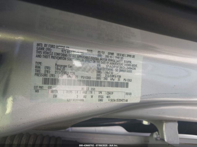 2013 FORD FOCUS 1FADP3F26DL249436 Photo 8