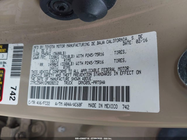 3TMCZ5AN1GM020212 Toyota 2gr-fks