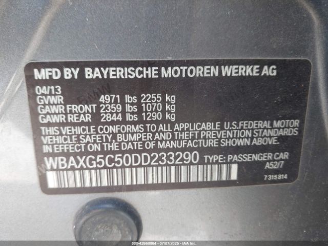 2013 BMW 528I WBAXG5C50DD233290 Photo 8