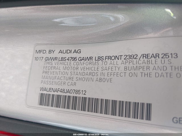 2018 AUDI A4 WAUENAF48JA078512 Photo 8