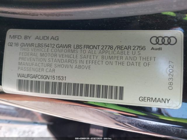2016 AUDI A6 WAUFGAFC6GN151531 Photo 8