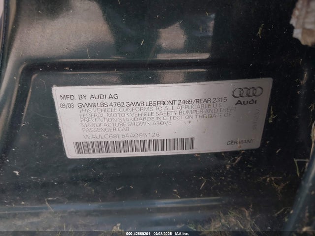 2004 AUDI A4 WAULC68E54A095126 Photo 8