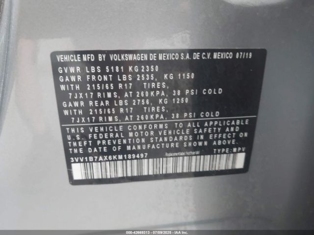 2019 VOLKSWAGEN TIGUAN 3VV1B7AX6KM189497 Photo 8