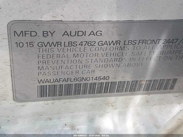2016 AUDI A4 WAUAFAFL6GN014540 Photo 8